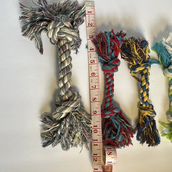 Dog Rope Bone 2 Knots Chew Toys Bundle of 4 Rope Bones - Picture 7 of 8